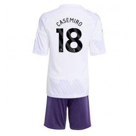 Dětské fotbalový komplet Manchester United Casemiro #18 Venkovní košile 2025-26 Krátkým Rukávem